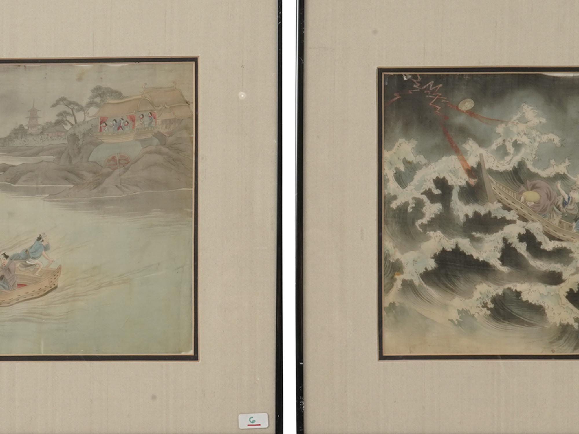 PAIR ANTIQUE JAPANESE WATERCOLOR PAINTING ON SILK PIC-7